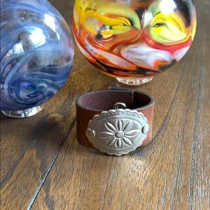 Original TroubleCuff Leather Concho Accent Handcrafted Upcycled Cuff